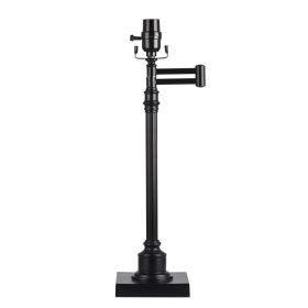 20 in Height Black Finish Metal Swing Arm Table Lamp Base, Transitional, Ideal for Office and Dorm