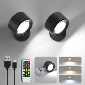 Lightbiz LED Wall Mounted Lights 2 Pcs with Remote, Wall Sconces Lamp 3000mAh Rechargeable Battery Operated
