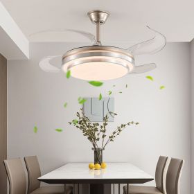 42 Inch 3 Tiers Design Modern LED Ceiling Fan with Light and Remote Control, Retractable Blades, Adjustable 6-Speed