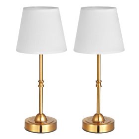 VEVOR Cordless Table Lamp, 2 Pack, 5200mAh Built-in Rechargeable Battery Desk Lamp, 3-Level Brightness, Fabric Shade, 2700-3000K Color Temperatur