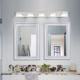 Modern Chrome LED Vanity Light, 5-Lights Wall Sconce for Bathroom and Mirror, Sleek Minimalist Design, Energy-Efficient, Easy to Install (Color: Chrome, Material: Iron)
