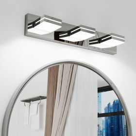 Modern Chrome LED Vanity Light, 3-Lights Wall Sconce for Bathroom and Mirror, Sleek Minimalist Design, Energy-Efficient, Easy to Install (Color: Chrome, Material: Iron)